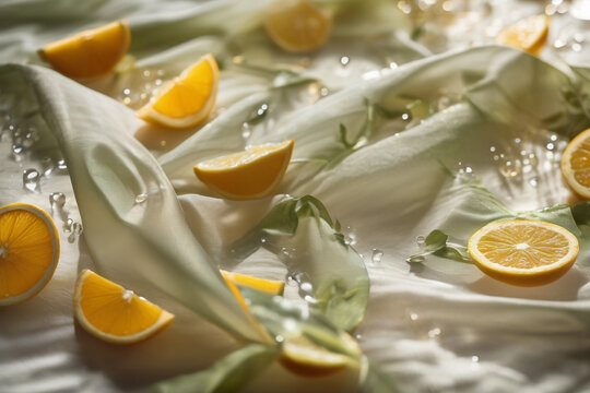 Oranges and lemons on wooden table