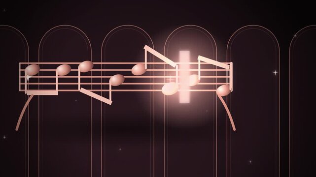 Luxury gold black christmas gold music staff with notes detail view