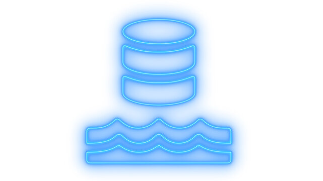 Glowing neon data lake icon isolated on transparent background. Big data storage. Cloud database symbol. Digital information pool. Server repository