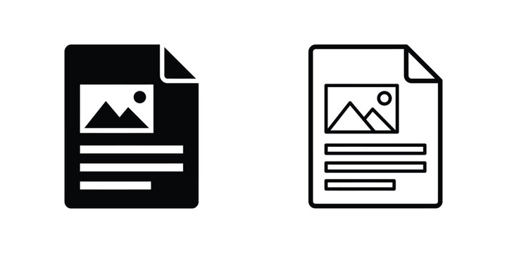 document icons showing file with image and text preview isolated on transparent background