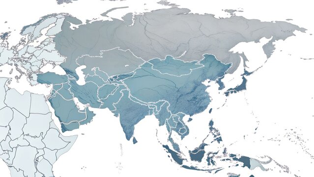 Political map of Asia highlighting regional countries and borders with clean cartographic design for geography education research planning and spatial analysis generated ai