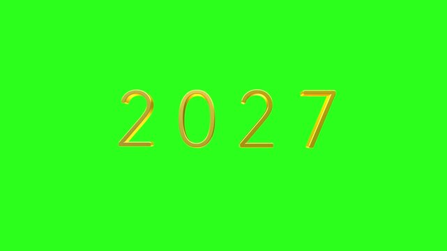 New Year 2027 number animation on green background