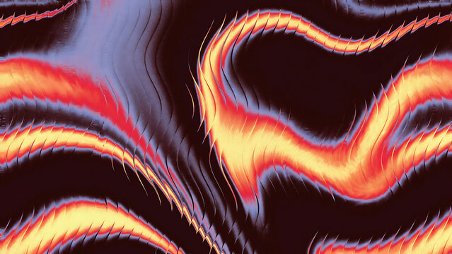 Stylized abstract swirling flames and light patterns on dark background illustration