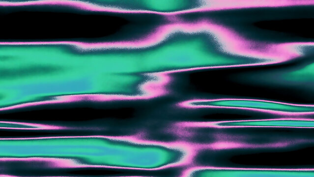Abstract glitch effect with green and purple digital waves illustration