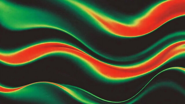 Colorful abstract waves pattern with smooth gradient transition between red and green tones illustration