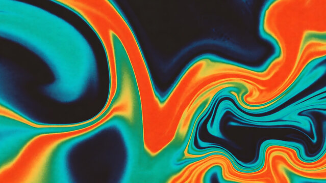 Colorful abstract fluid motion background with swirling orange and blue patterns illustration