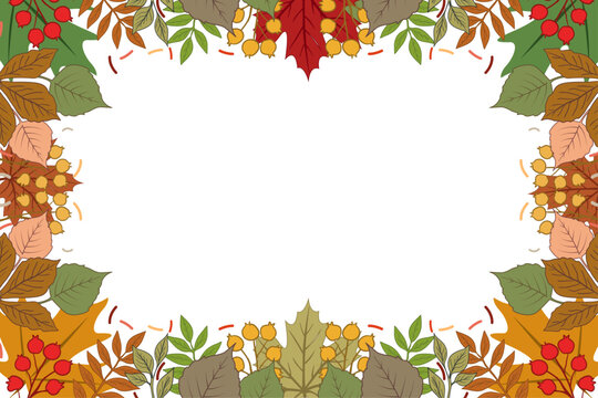autumnal fall leafy border frame