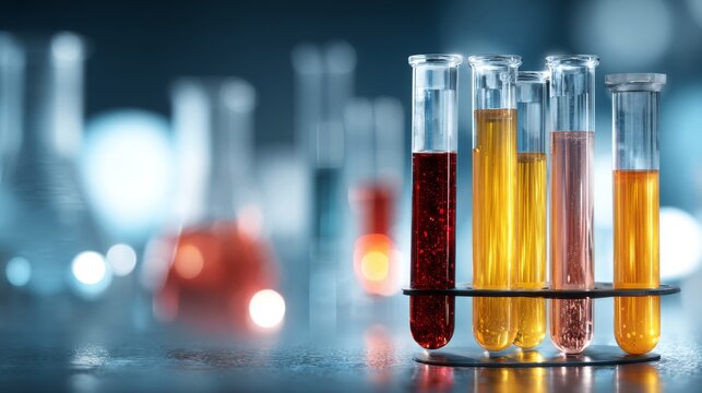 Medical test tubes and laboratory glassware for scientific research, disease diagnosis, healthcare treatment, medical laboratory testing, biotechnology innovation, pharmaceutical development, and clin