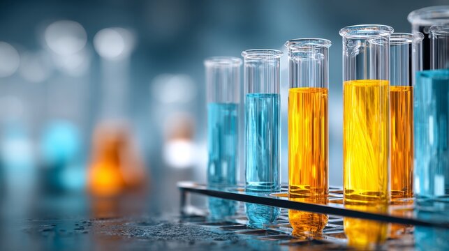 Medical test tubes and laboratory glassware for scientific research, disease diagnosis, healthcare treatment, medical laboratory testing, biotechnology innovation, pharmaceutical development, and clin