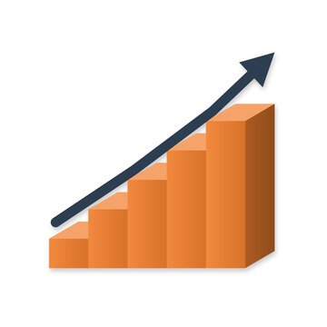 Orange 3D staircase with arrow climbing up, step by step growth concept isolated on transparent background
