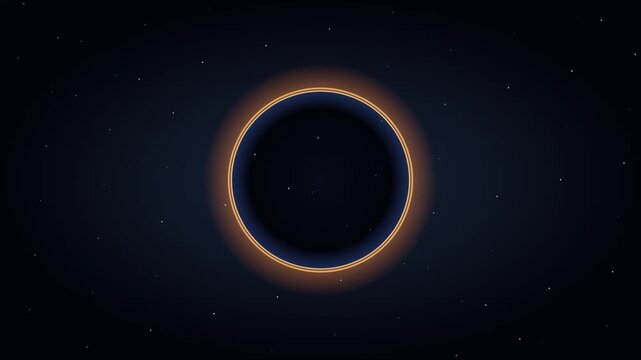 Total solar eclipse passing across the dark starry night sky with glowing celestial light