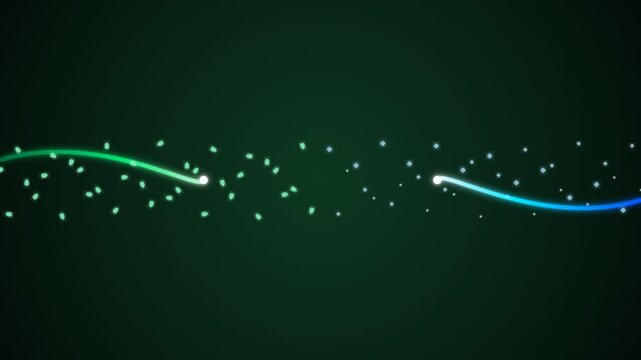 Organic emerald green energy streams converging into radiant nature tech sunlight burst with floating sparkles, eco renewable sustainability concept motion background with bright golden flares