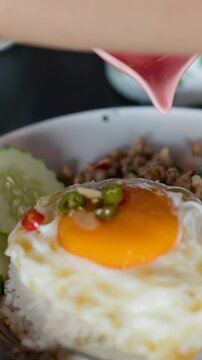 Seasoning Pad Krapow Fried Egg with Chili Fish Sauce