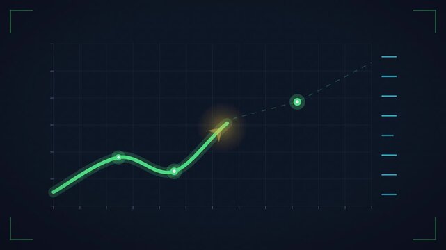 Green Trend Arrow Drawing Upward Over Chart Grid on Dark Background