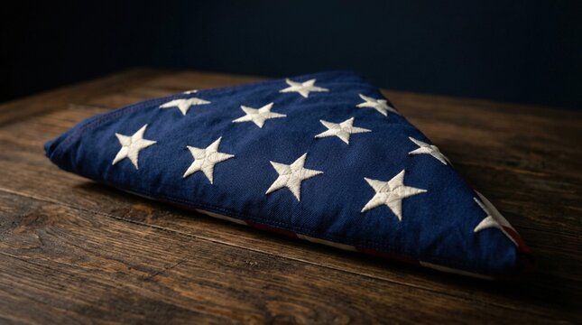 Folded American Flag Displayed on a Dark Background for a Patriotic Memorial Concept