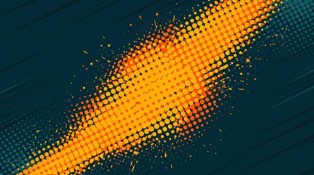 Abstract halftone pattern with orange dots on dark background