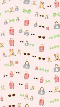 Seamless pattern of travel accessories