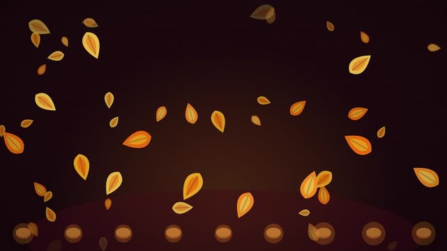 Marigold petals falling over glowing diyas in seamless loop