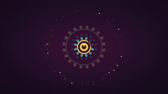 Vibrant rangoli mandala drawing itself in seamless color loop