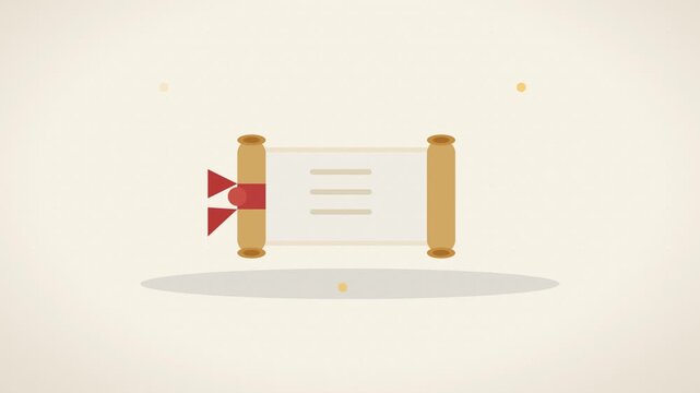 Diploma scroll unrolling and rolling seamless loop animation
