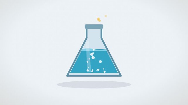 Science flask with rising bubbles seamless loop animation