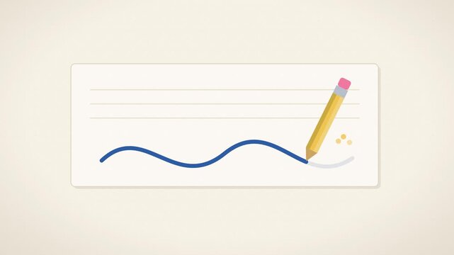 Pencil writing a flowing stroke on paper seamless loop