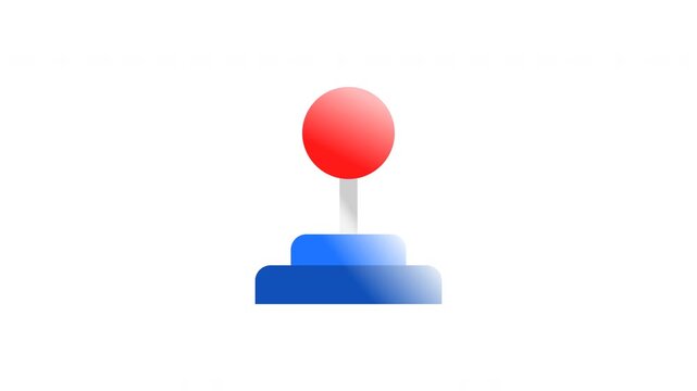 Animated moving arcade joystick gradient icon for gaming application and entertainment interface