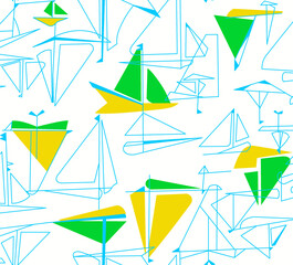 Geometric sailboat pattern. Abstract nautical design © Wolfworker