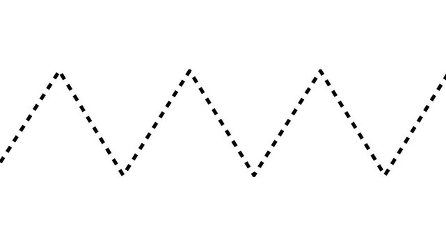 zigzag line animation, zigzag-shaped dashed connecting lines, transparent background, 4K video