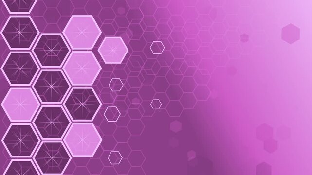 Abstract hexagon pattern with outlined honeycomb shapes on left gradient background animation