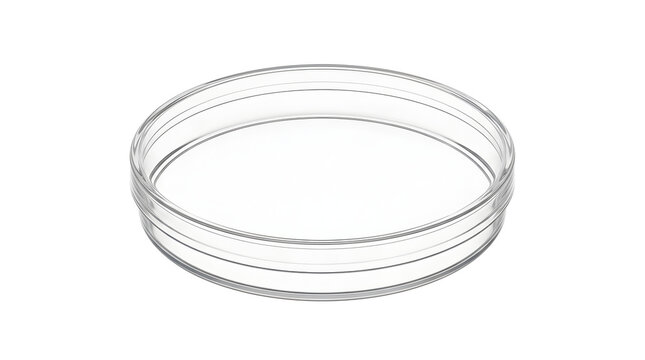 Empty glass petri dish isolated on transparent background for scientific laboratory research use