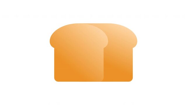 Animated stretching bread slice gradient icon for bakery delivery app and nutrition ui