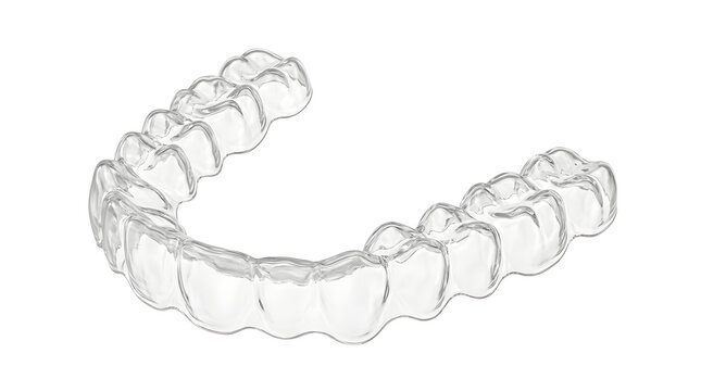 Clear orthodontic retainer isolated on transparent background for dental teeth alignment correction