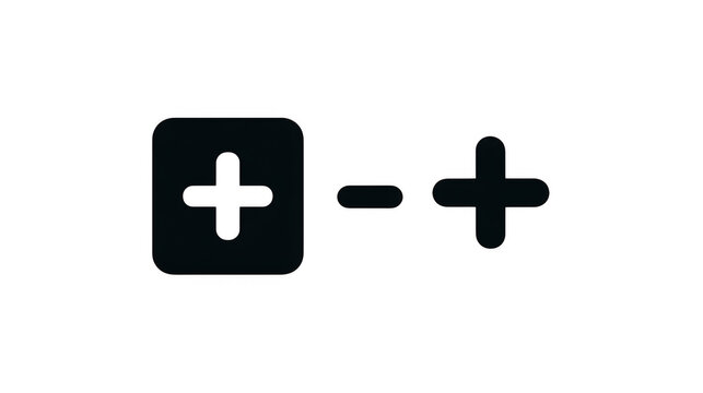 Black plus minus plus math symbols isolated on transparent background for web interface