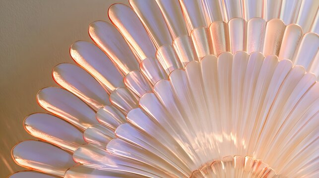 A radial fan assembled from translucent scalloped glass blades