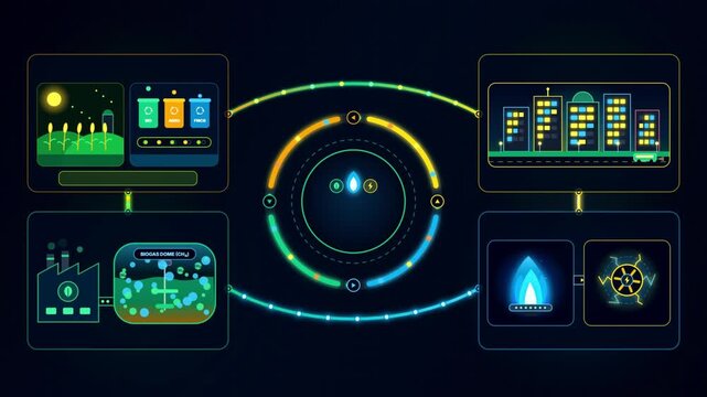 Biogas and Renewable Energy Infographic Animation of Circular Economy Loop