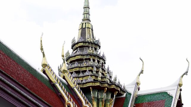 Ornate Buddhist Temple Roof and Spire at Wat Pho Bangkok