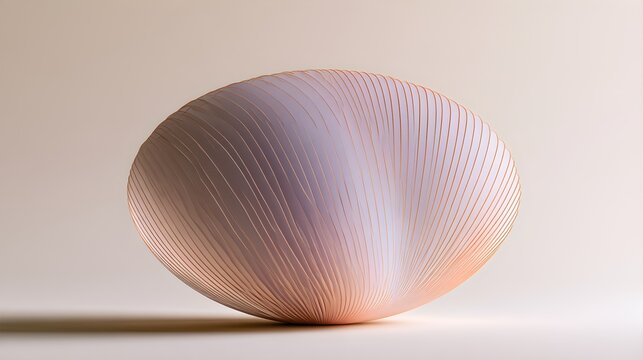 An oval sculpture assembled from feather thin translucent layers