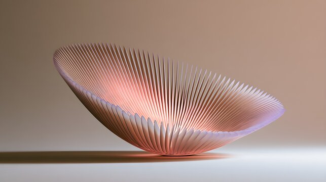 Crescent shaped sculpture assembled from narrow frosted pieces