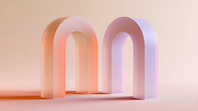 Two broad arches facing each other across a narrow gap