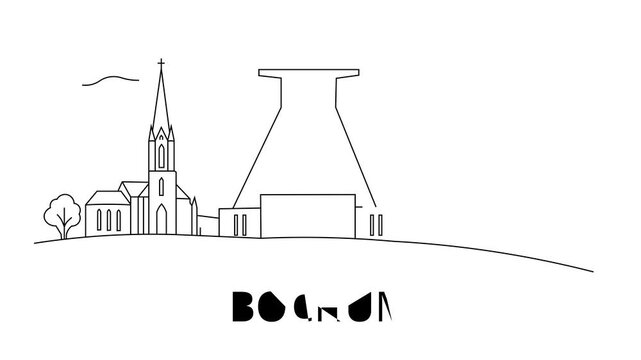 Minimalist line art depicts Bochum's skyline