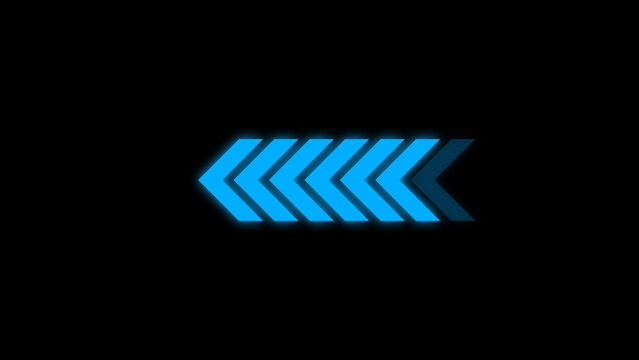 Direction arrow pointer icon illustration. Loading arrows pointing, direction navigation on black background.