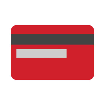 Red credit card layout featuring a magnetic stripe and chip section for secure digital payments