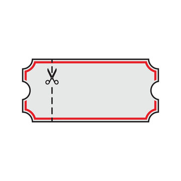 Blank paper coupon ticket with a perforated edge and scissors icon for special promotional offers code sale tag