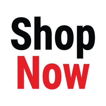 Shop now bold typography sign for retail promotion with text graphic design encouraging immediate consumer