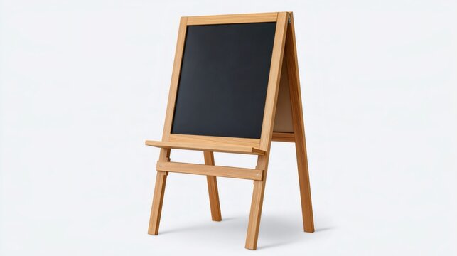 Wooden easel blackboard on white background for education