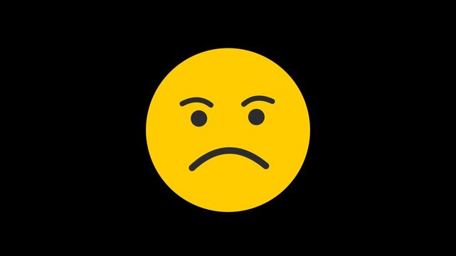 2D flat vector sad and gloomy emoji motion graphic loop