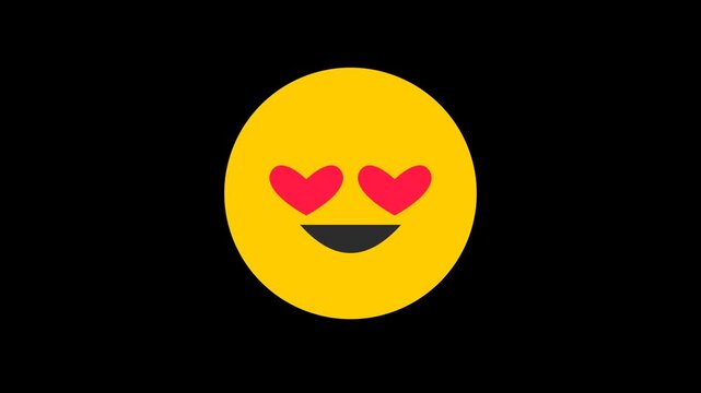 2D flat vector love emoji with heart eyes motion graphic loop