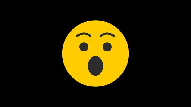 2D flat vector surprised and shocked emoji motion graphic loop