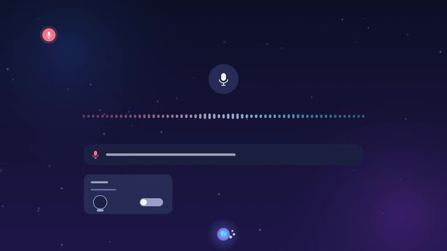 AI Voice Assistant Controlling a Smart Home with Voice Commands and Waveform, Animated 4K Motion Graphic